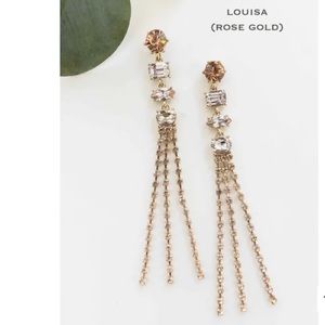 NWT Boutique Luxe Bridal Rose Gold Couture Gemstone Wedding Formal Earrings